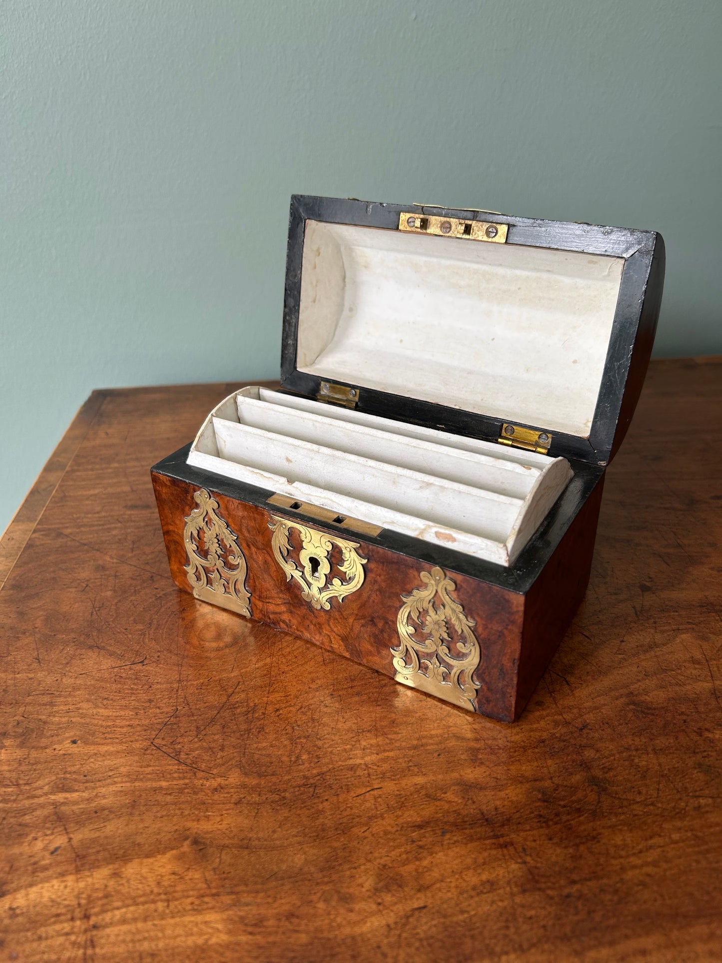 Miniature Burr Walnut & Brass Chest