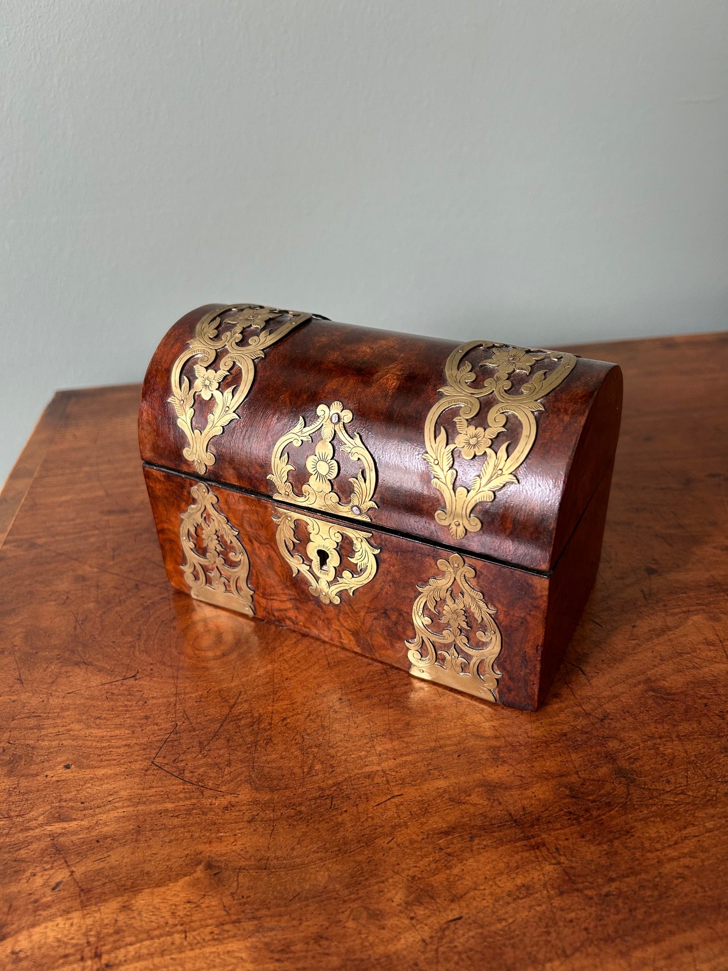 Miniature Burr Walnut & Brass Chest